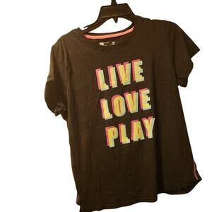 Xersion Shirt Girl's 3XL 22 1/2 Grey "Live, Love Play" NWOT